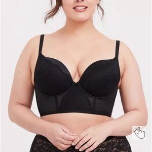 Torrid Black Longline Underwire Lace Bra 42DD new w/o tags